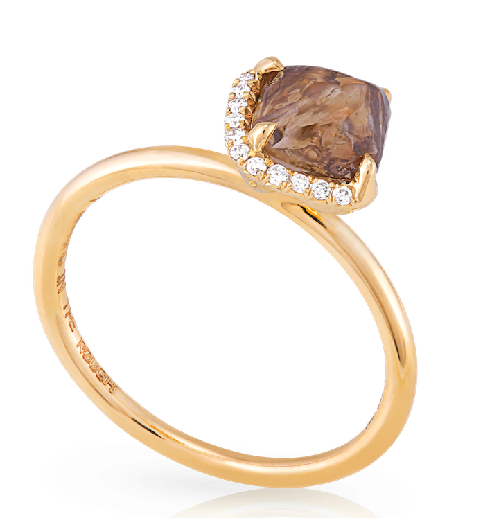 Custom Champagne Bubbles Solitaire Ring