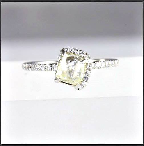 Custom Champagne Bubbles Solitaire Ring