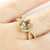 Yellow Gold UNITY Chocolate Brown ring