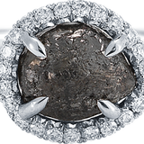 Classic White Gold Ring with Natural Black Rough