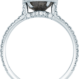 Classic White Gold Ring with Natural Black Rough
