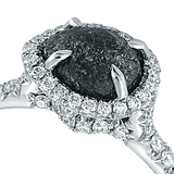 Classic White Gold Ring with Natural Black Rough