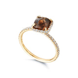 Custom Champagne Bubbles Solitaire Ring
