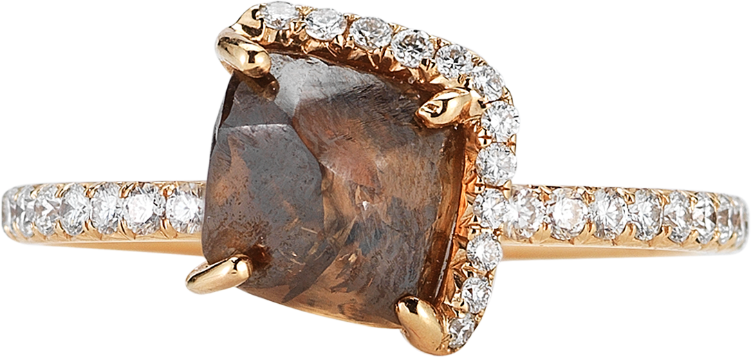 Custom Champagne Bubbles Solitaire Ring