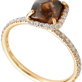 Custom Champagne Bubbles Solitaire Ring