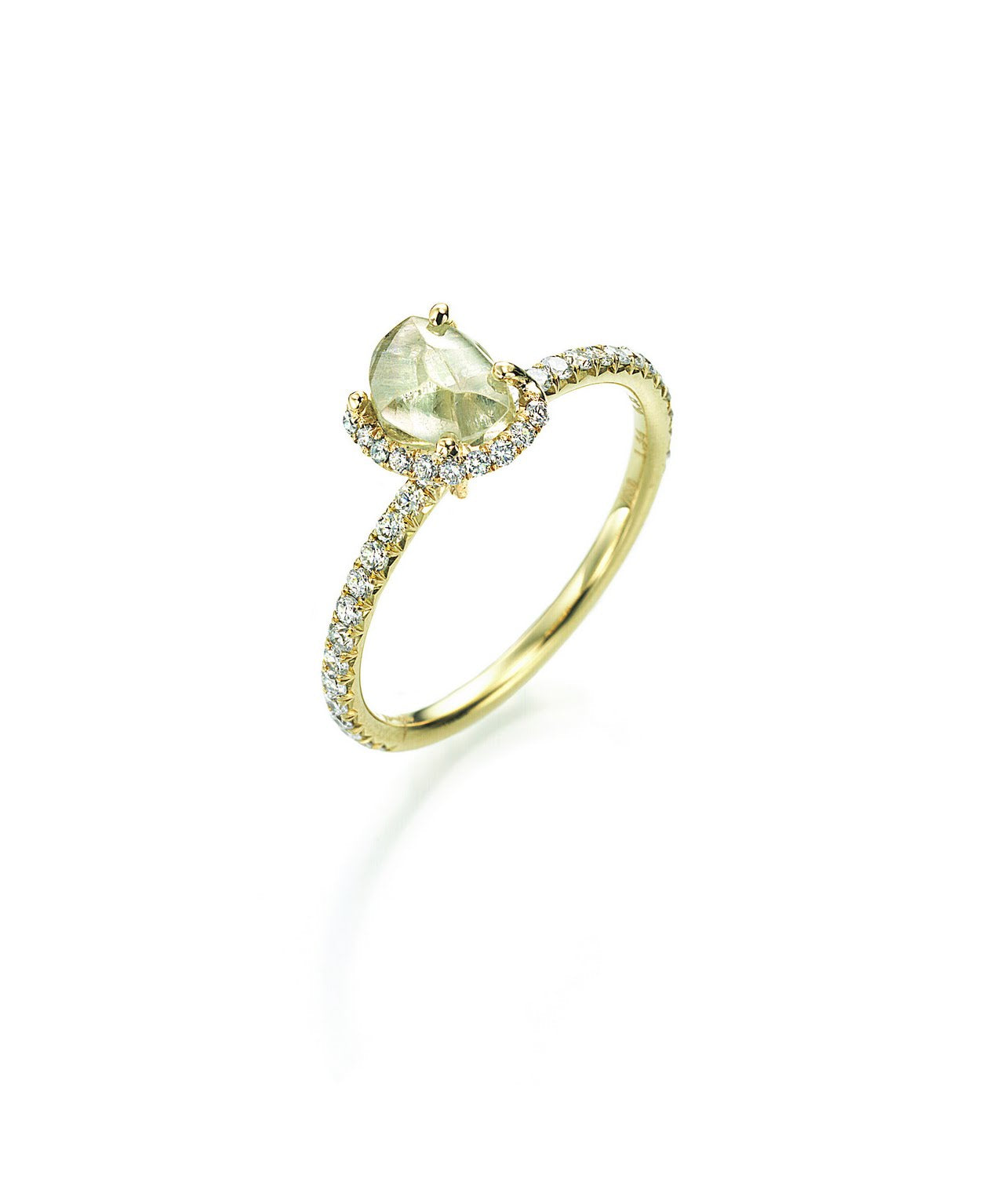 Custom Champagne Bubbles Solitaire Ring