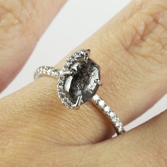 Custom Champagne Bubbles Solitaire Ring