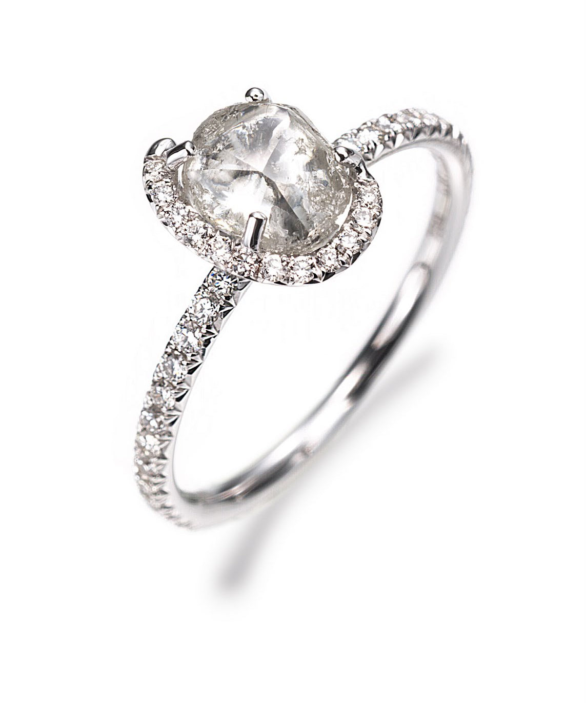 Custom Champagne Bubbles Solitaire Ring
